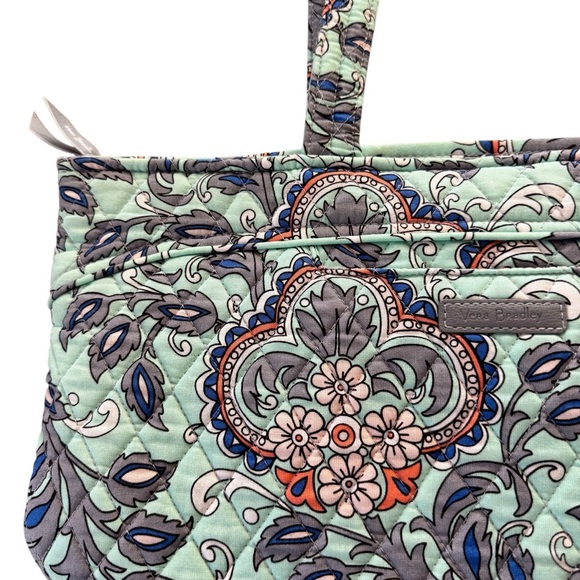 Vera Bradley Mandy Zip Tote Bag in the Pattern Fan Flowers w Gray Interior - Picture 3 of 16
